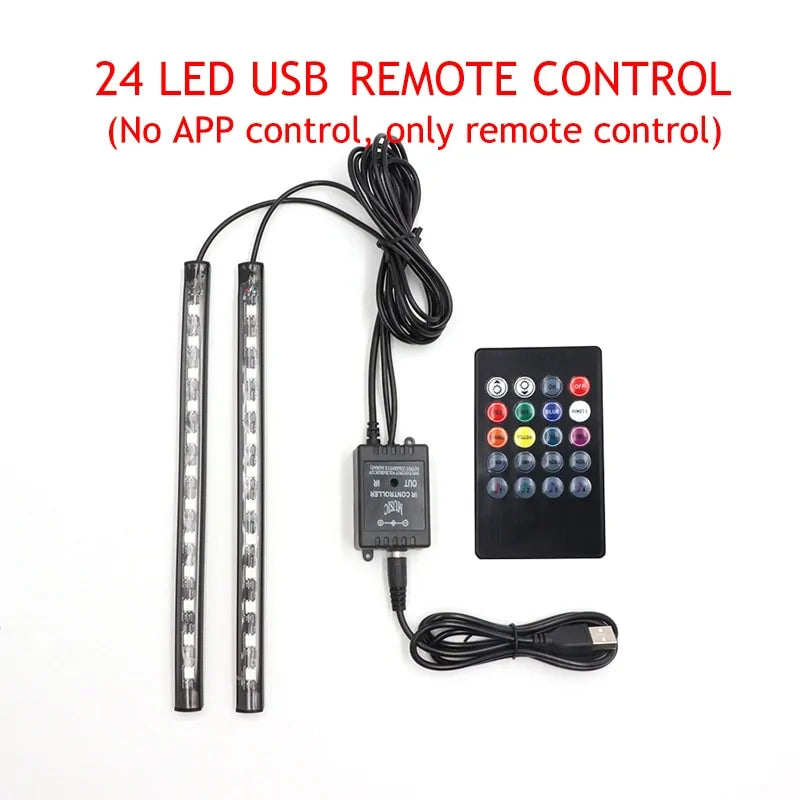 LED Car Foot Light Ambient Lamp with Wireless Remote